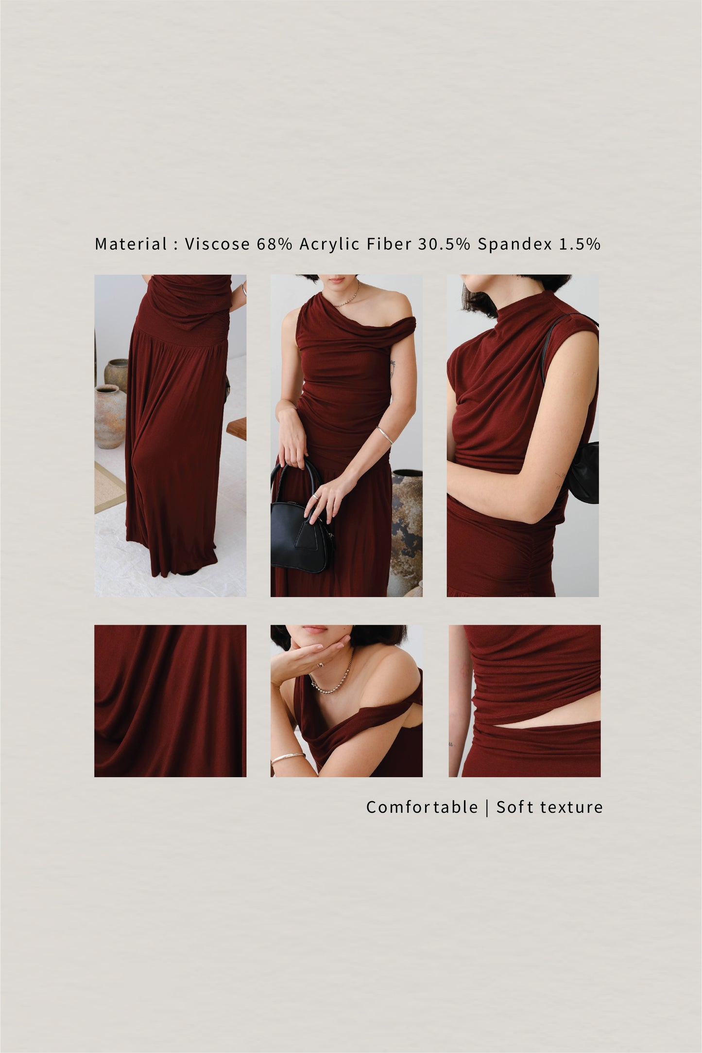 [2Pcs Suit] for French Slant Neck Twist Top + Wide Waistband Pleated Skirt In Berry Red