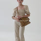 French Linen Wide Leg Pants In Almond White