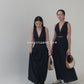 V-neck Sleeveless Tank Top + Long Dress in Classic Black in Suit