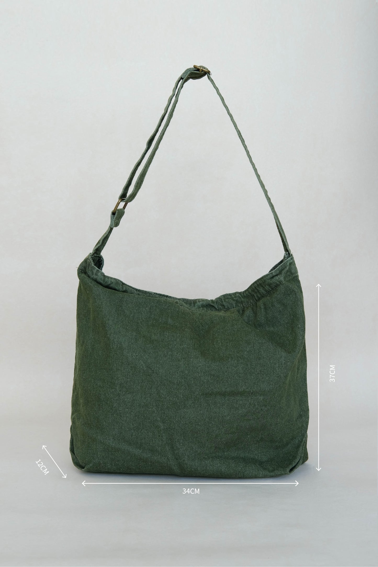 Simple canvas large capacity crossbody bag in green