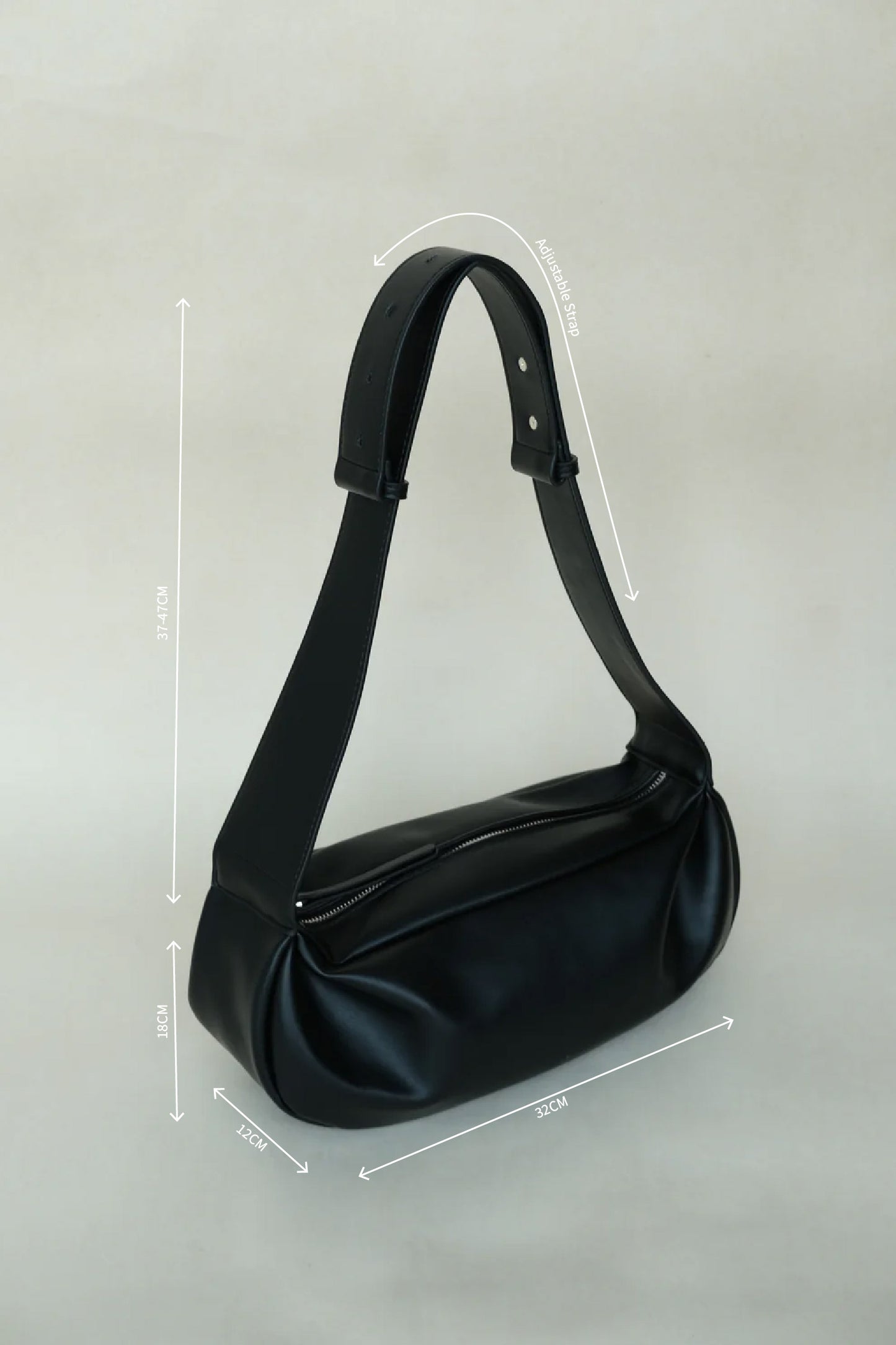 PU Soft Leather Pillow Bag in Classic Black