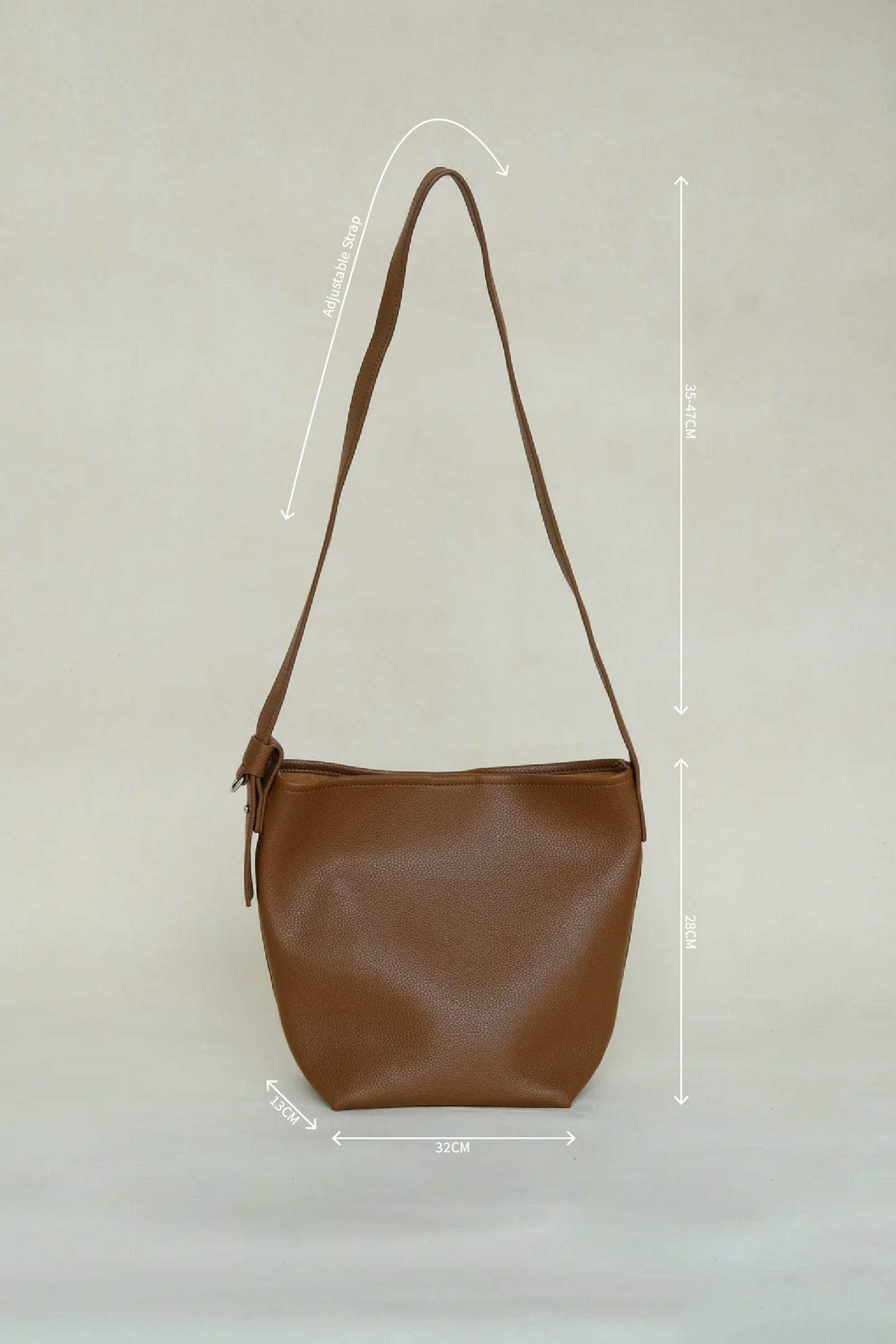 Large-Capacity Lychee Texture Shoulder/Crossbody Set In Chestnut