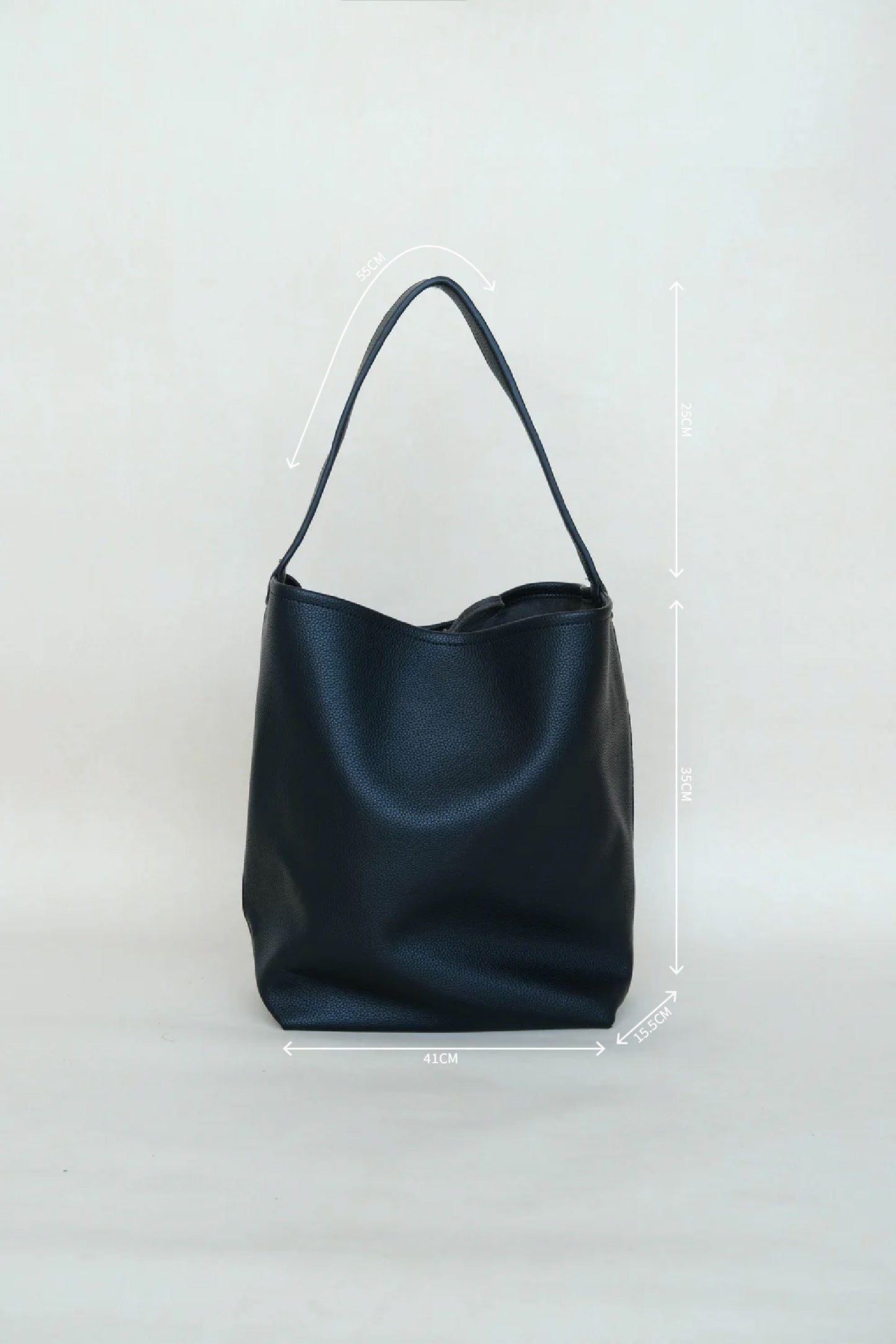 Pebbled Texture Soft Leather Simple Shoulder Bag in Classic Black