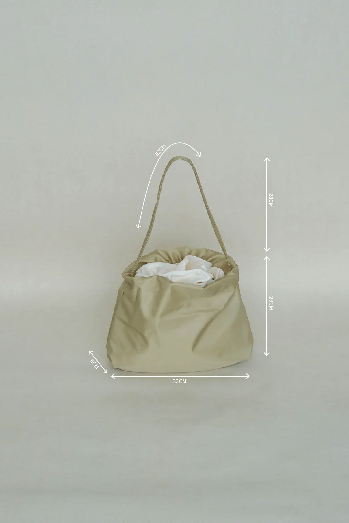 French Nylon Cloud Pleated Shoulder Bag in Apricot