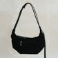 Vintage Suedette Dumpling Bag in Classic Black