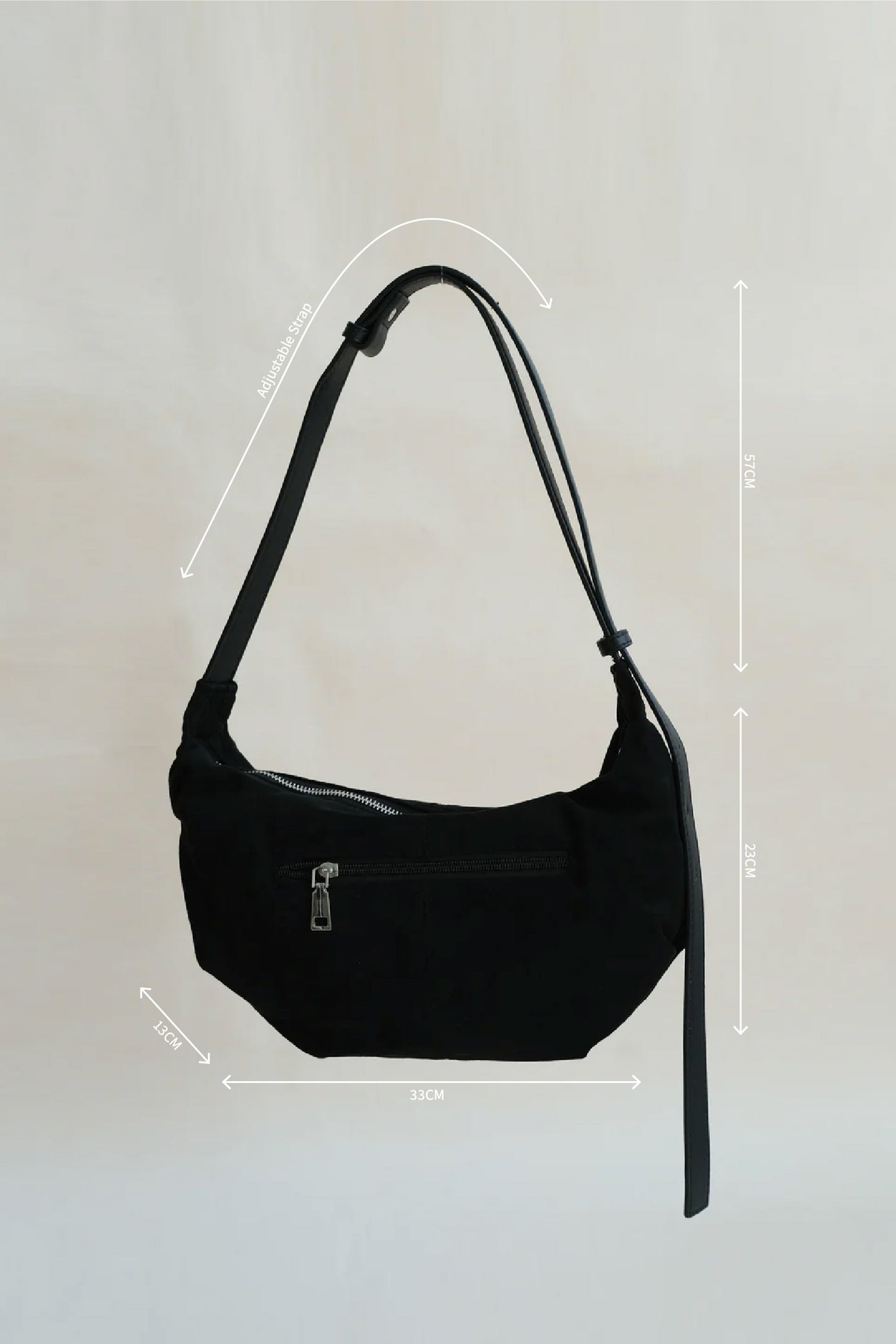 Vintage Suedette Dumpling Bag in Classic Black