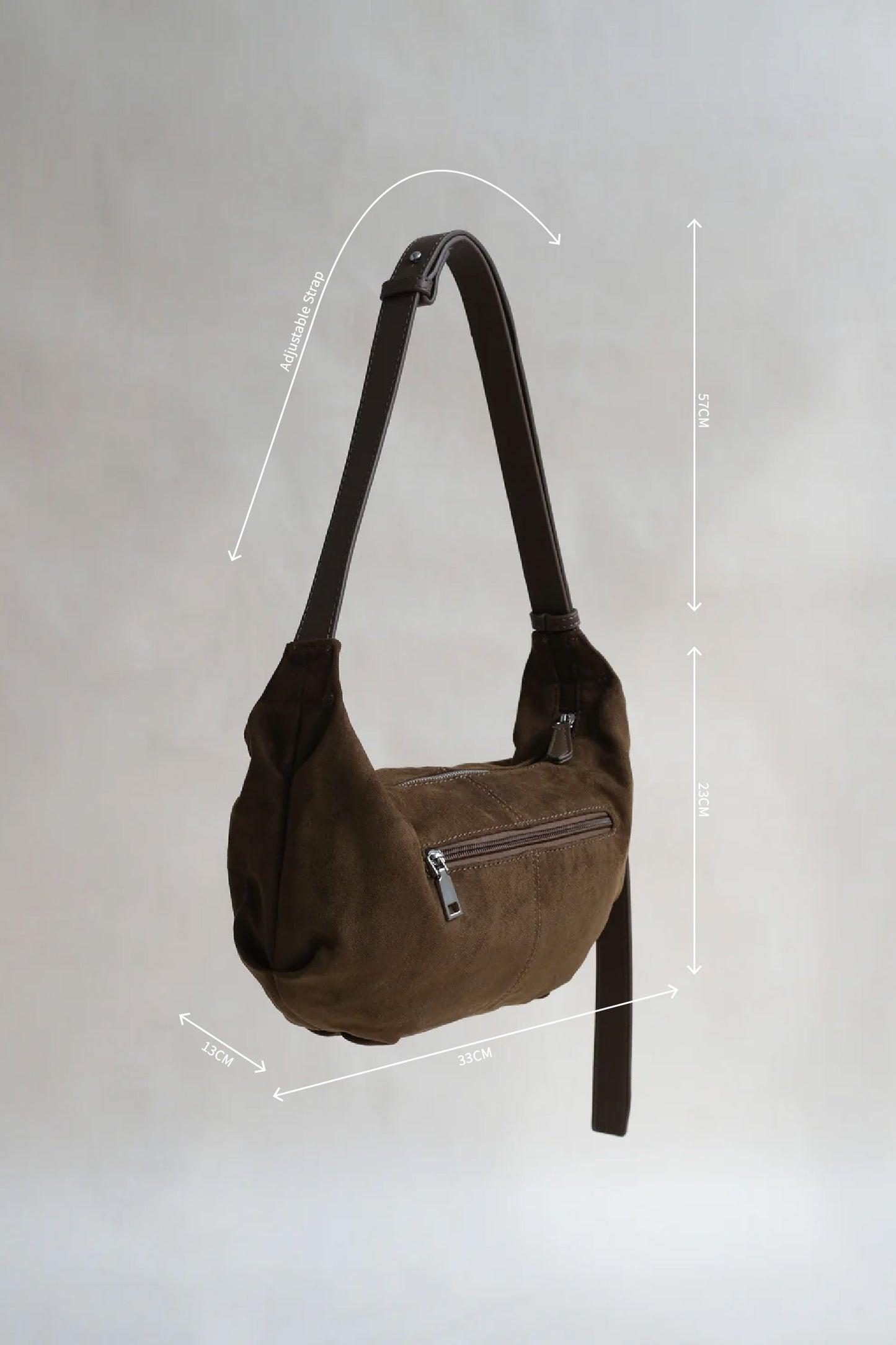 Vintage Suedette Dumpling Bag in Khaki