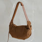 Vintage Suedette Dumpling Bag in Camel