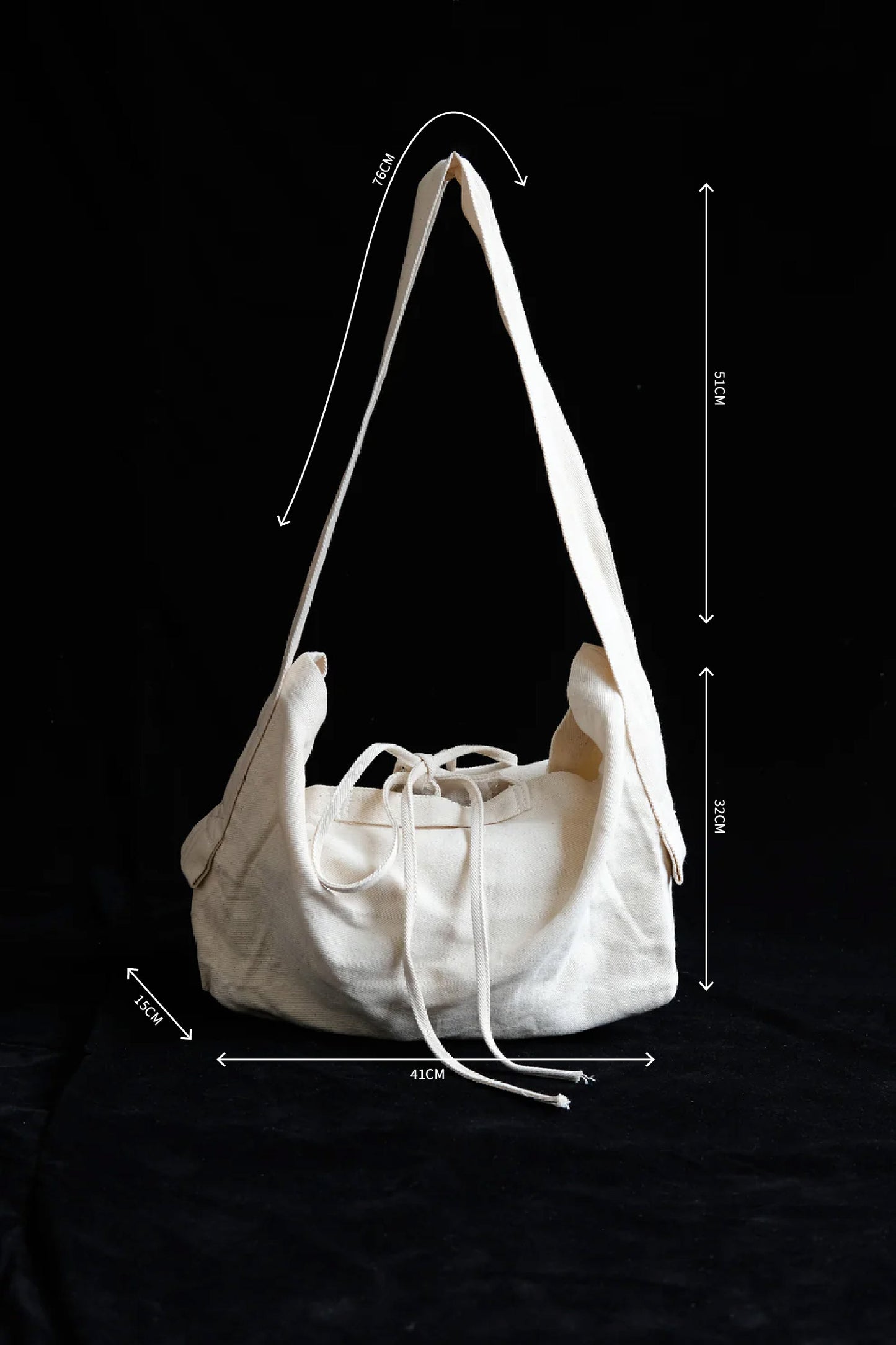 Lace canvas bag cream white