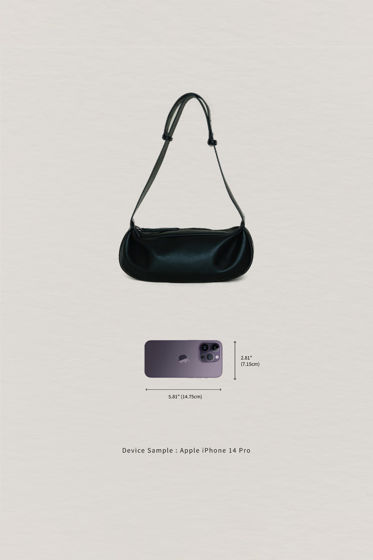 PU soft leather pillow bag in classic black