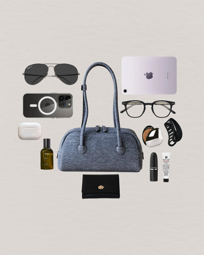 The Élan Denim Tote - Classic Black