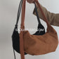Vintage Suedette Dumpling Bag in Camel