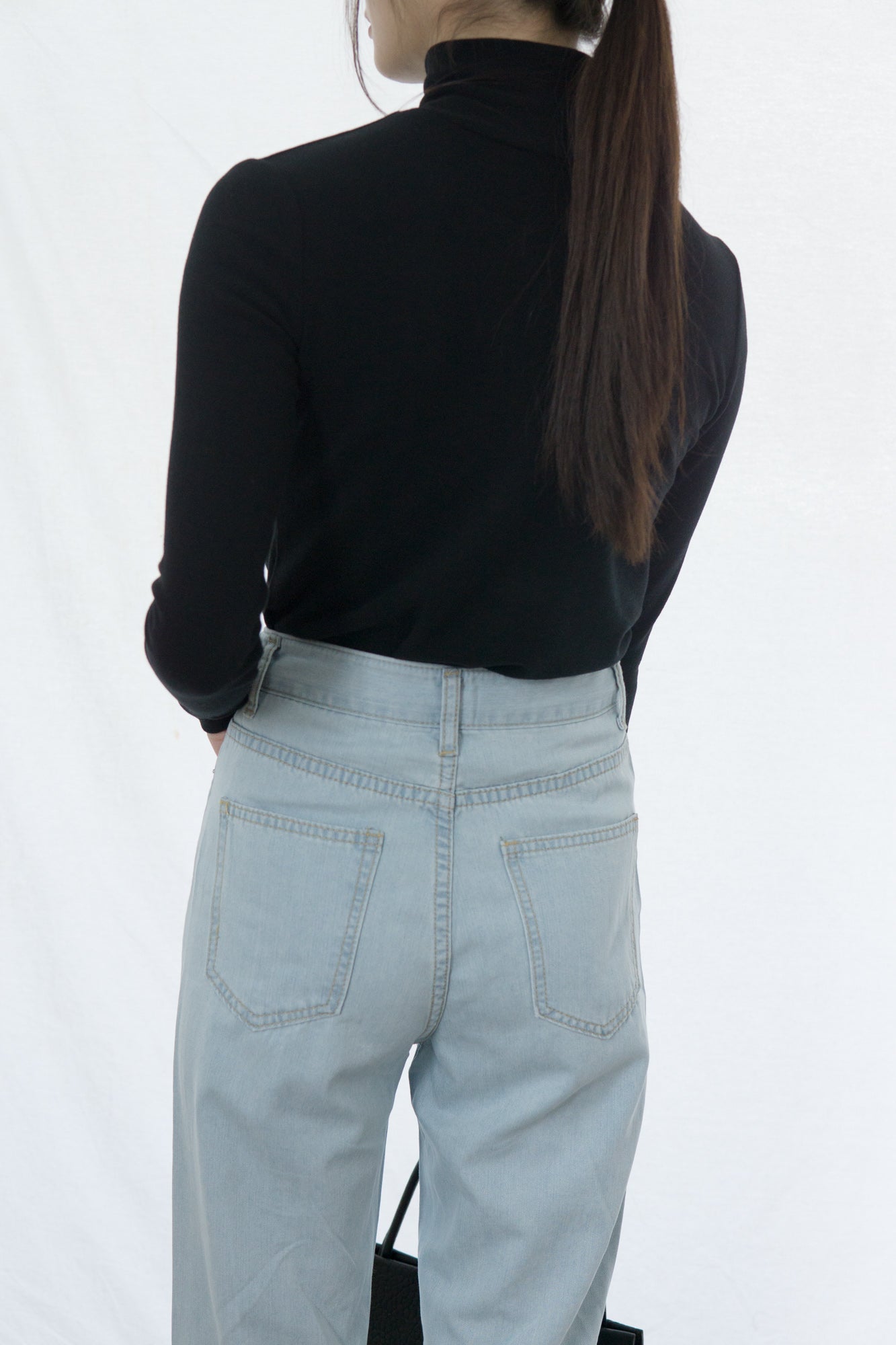 Denim trousers with slits