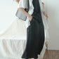 High-waist thin solid color skirt A-line skirt in classic black