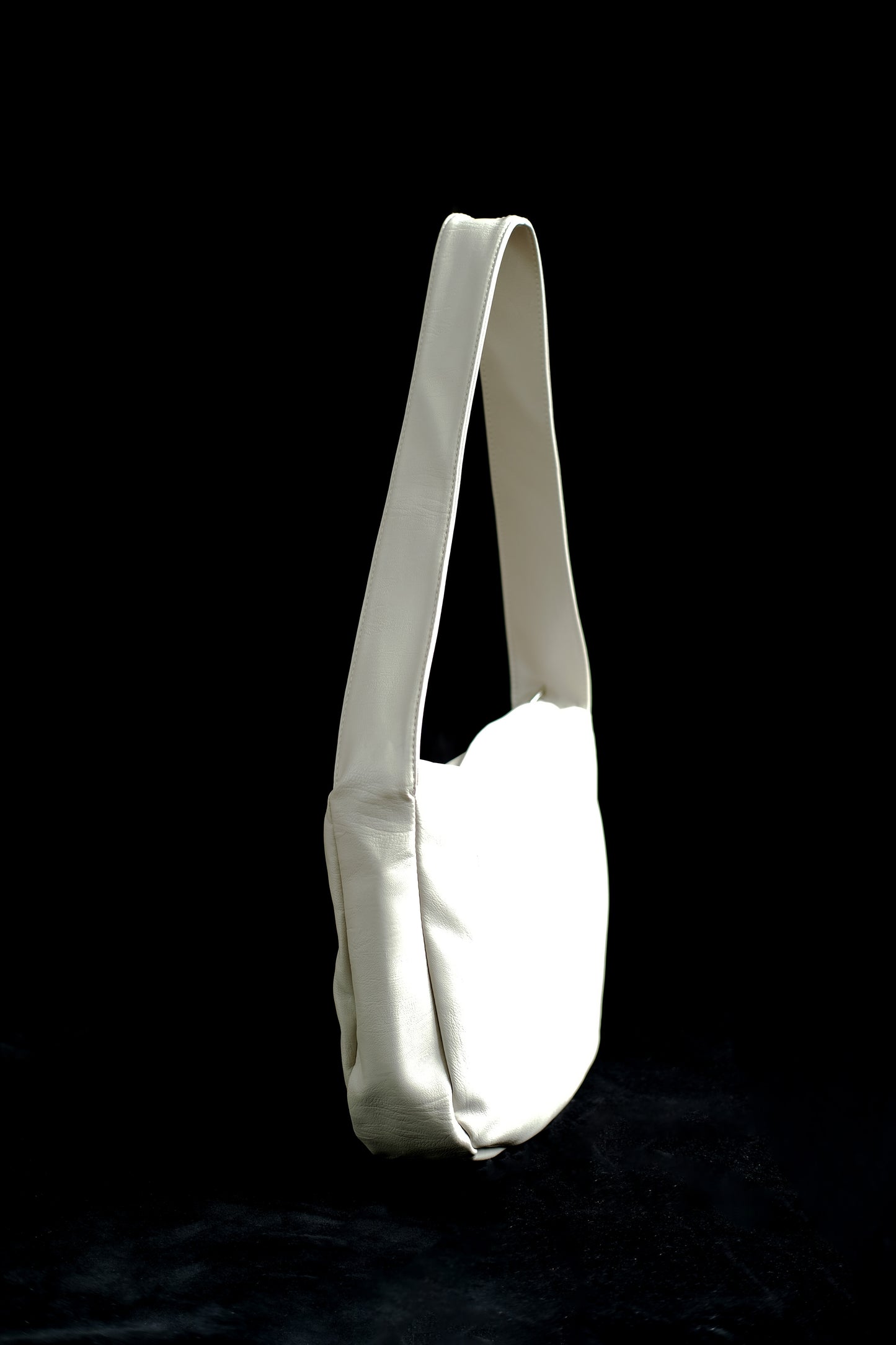 Premium soft leather shoulder bag in cream white