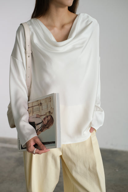 Long sleeves classic satin long sleeve blouse