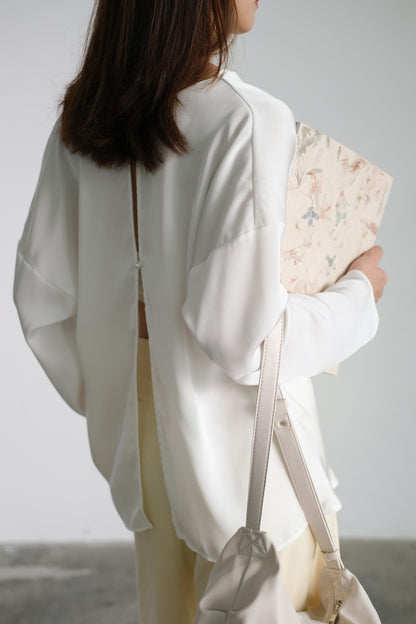 Long sleeves classic satin long sleeve blouse