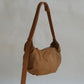 Vintage Suedette Dumpling Bag in Camel