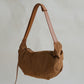 Vintage Suedette Dumpling Bag in Camel