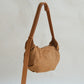 Vintage Suedette Dumpling Bag in Camel