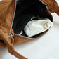 Vintage Suedette Dumpling Bag in Camel