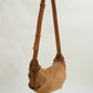 Vintage Suedette Dumpling Bag in Camel
