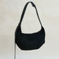 Vintage Suedette Dumpling Bag in Classic Black