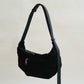 Vintage Suedette Dumpling Bag in Classic Black