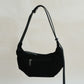 Vintage Suedette Dumpling Bag in Classic Black