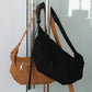 Vintage Suedette Dumpling Bag in Classic Black