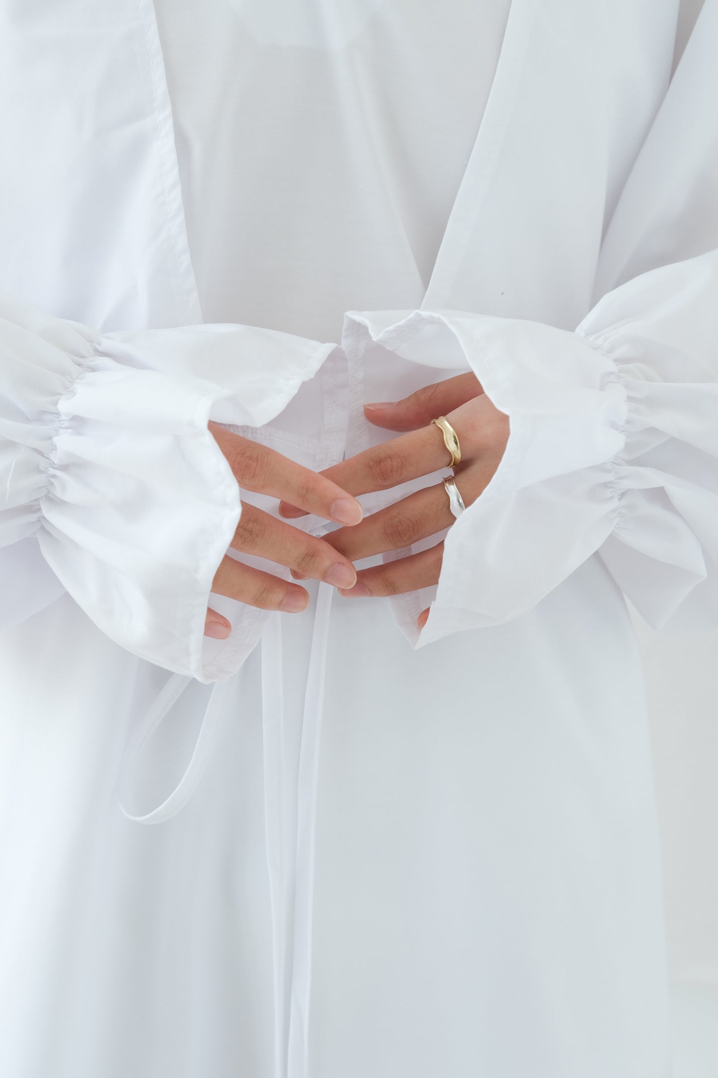 Solid cotton linen blouse dress in cream white