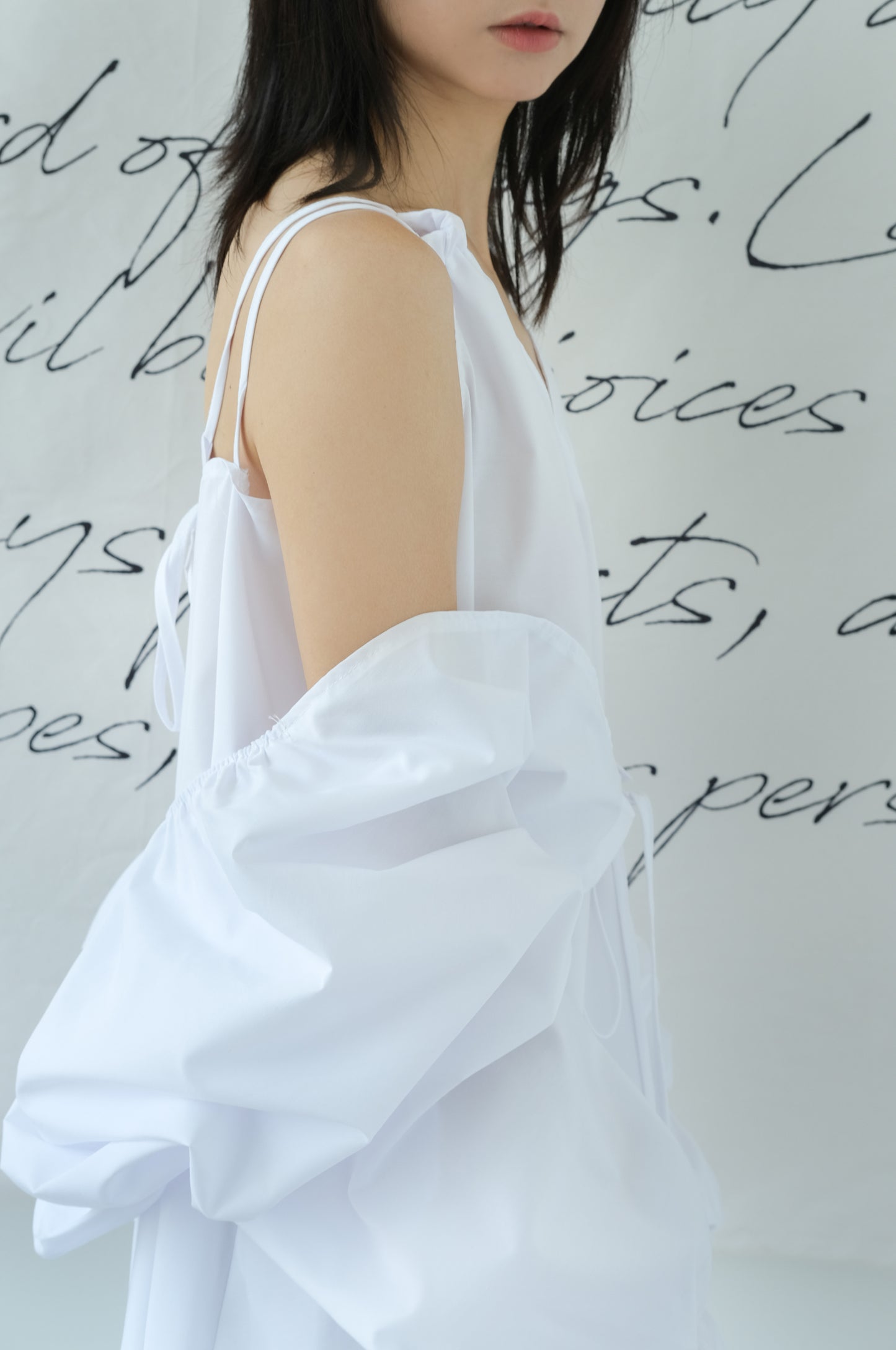 Solid cotton linen blouse dress in cream white