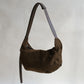 Vintage Suedette Dumpling Bag in Khaki