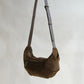 Vintage Suedette Dumpling Bag in Khaki