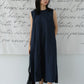 Loose backless sleeveless dress in dark blue
