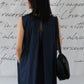 Loose backless sleeveless dress in dark blue