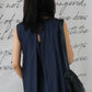 Loose backless sleeveless dress in dark blue