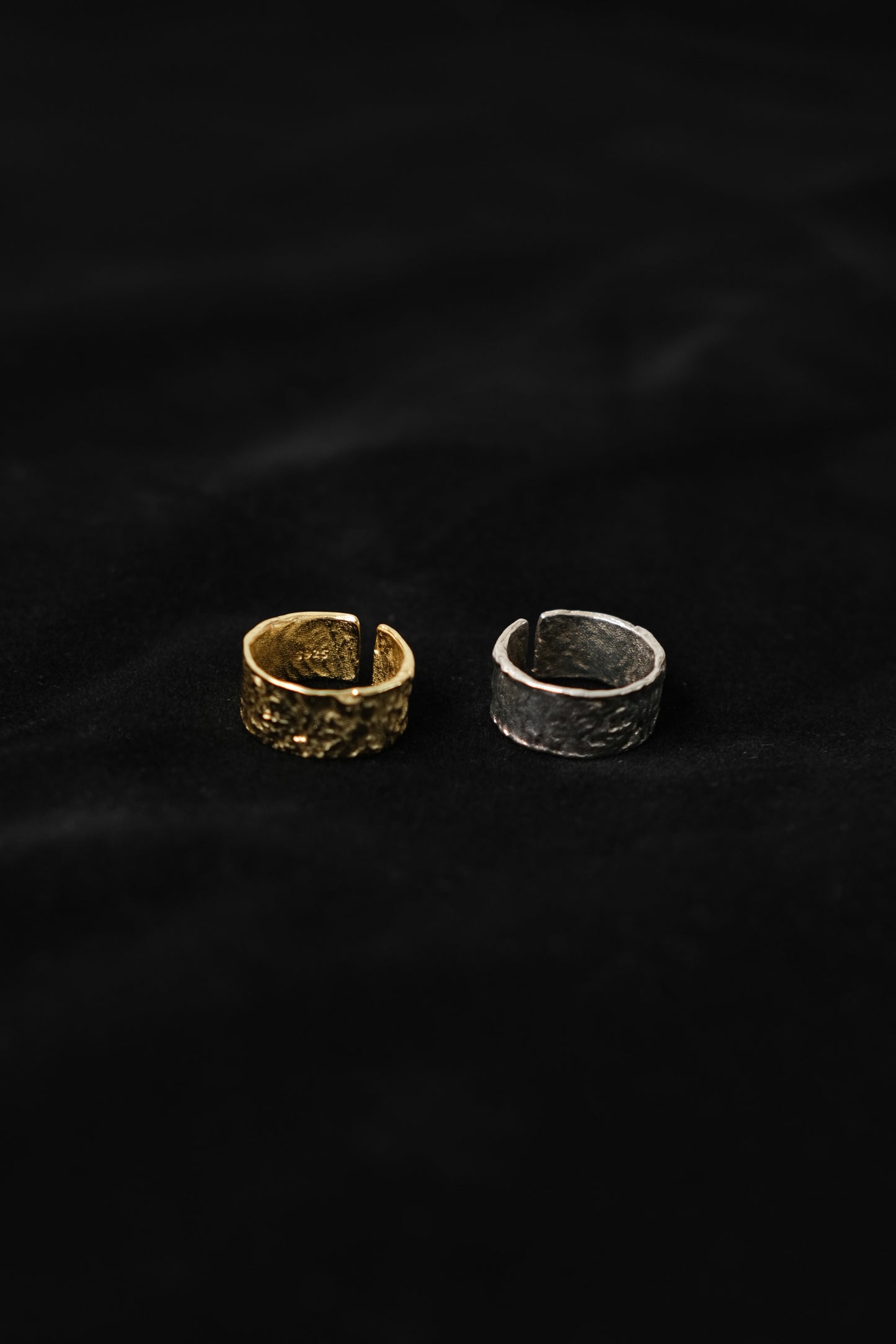 Tinfoil wrinkled metal texture ring in Gold Vermeil