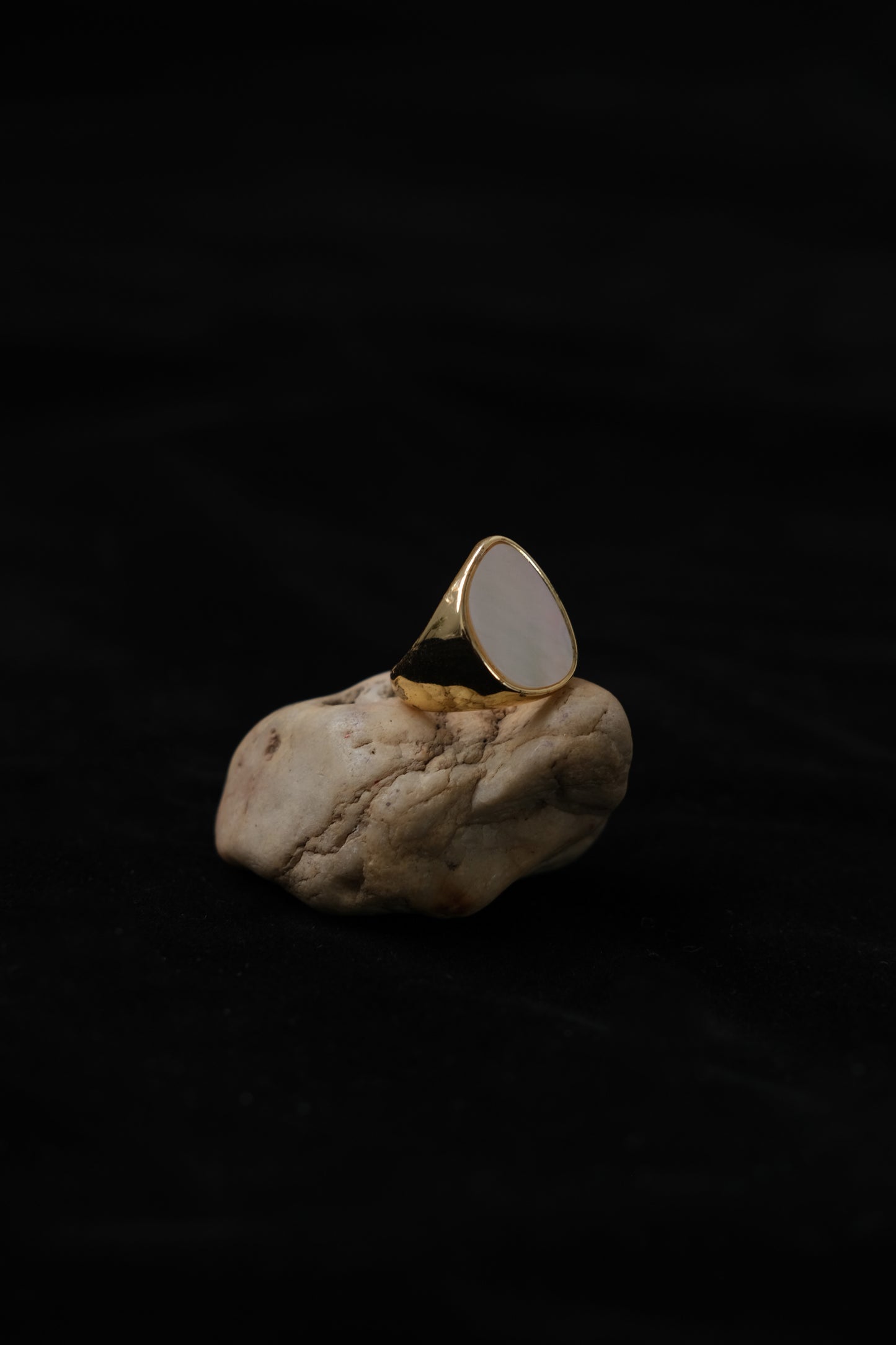 Shell retro ring in gold