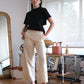Loose and Slim Drape Slacks in Cream White