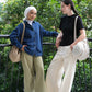 Loose and Slim Drape Slacks in Cream White