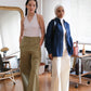 Loose and Slim Drape Slacks in Cream White