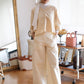 Loose and Slim Drape Slacks in Cream White