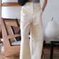 Loose and Slim Drape Slacks in Cream White