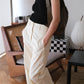 Loose and Slim Drape Slacks in Cream White