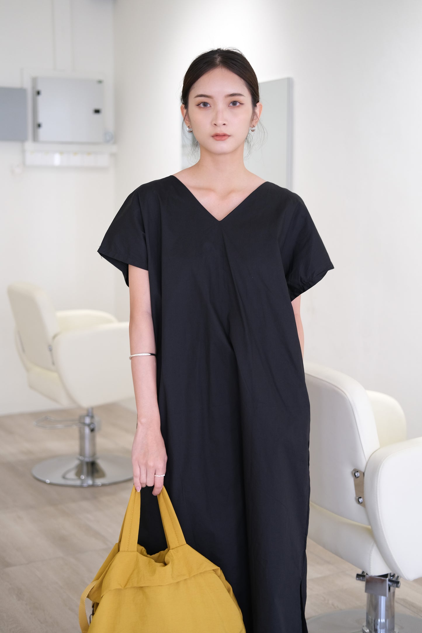 Korea front and back dress in classic black