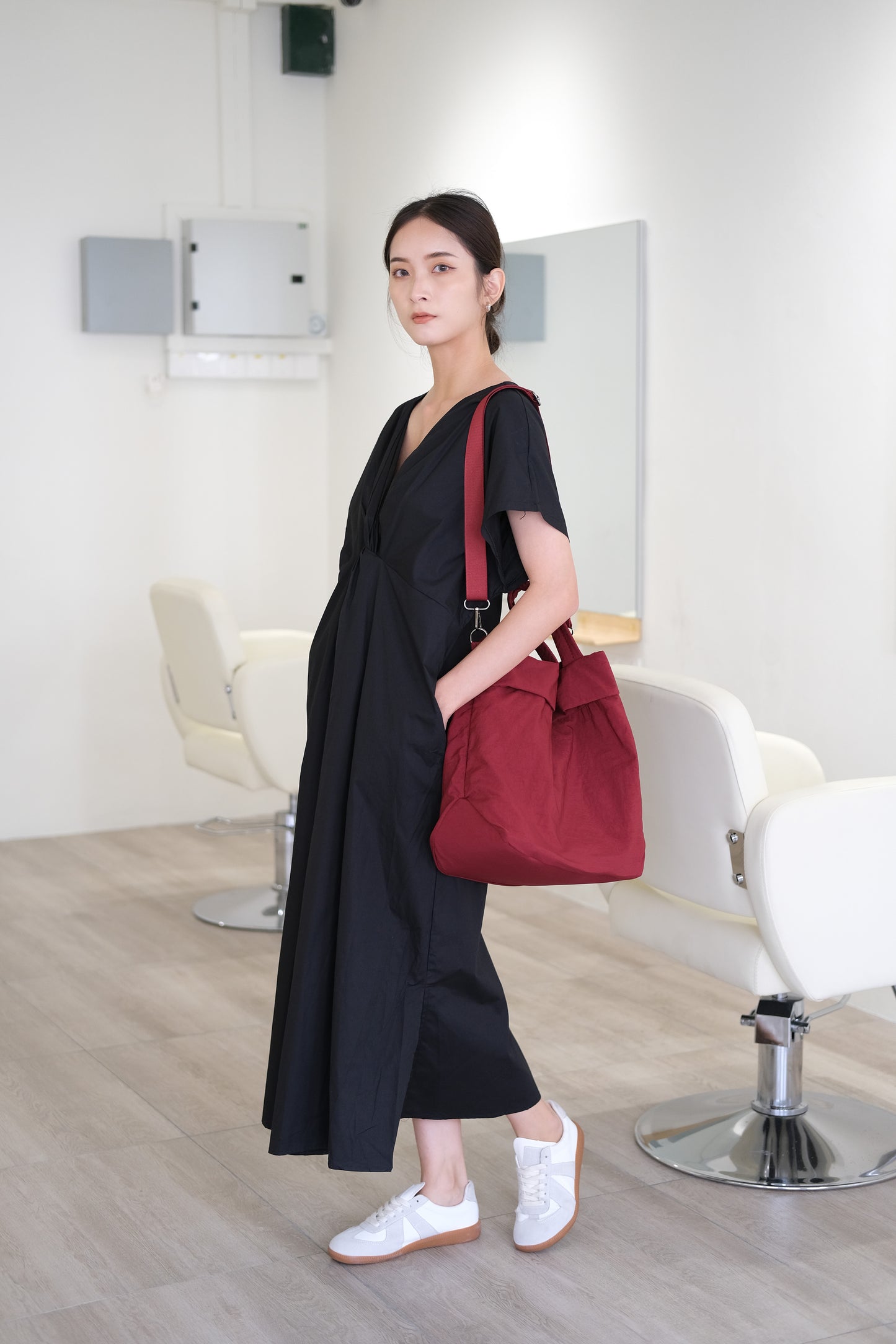 Korea front and back dress in classic black