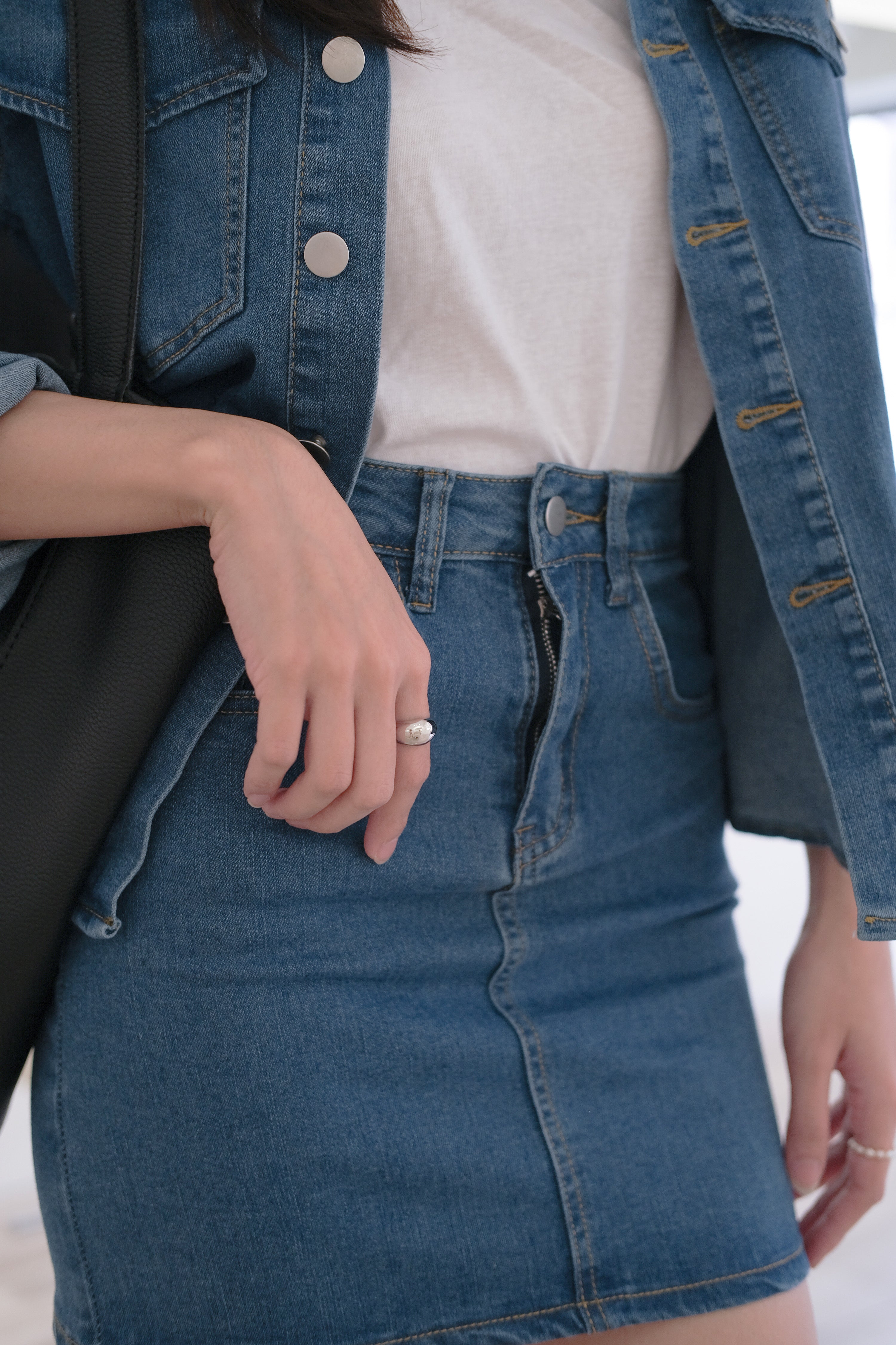 High waist 2024 skirt denim shirt