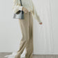 High waist wide leg suit trousers in khaki