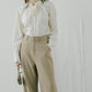 High waist wide leg suit trousers in khaki